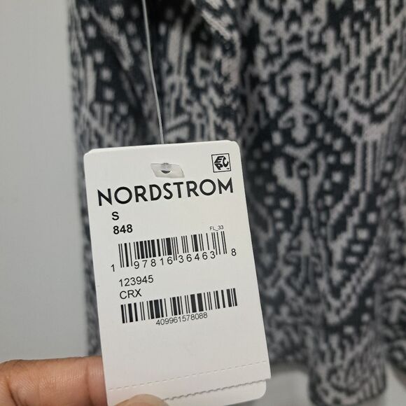 Lucky Brand Shawl Collar Western Boho Open Front Cardigan Small Gray Multi NWT - Picture 7 of 14